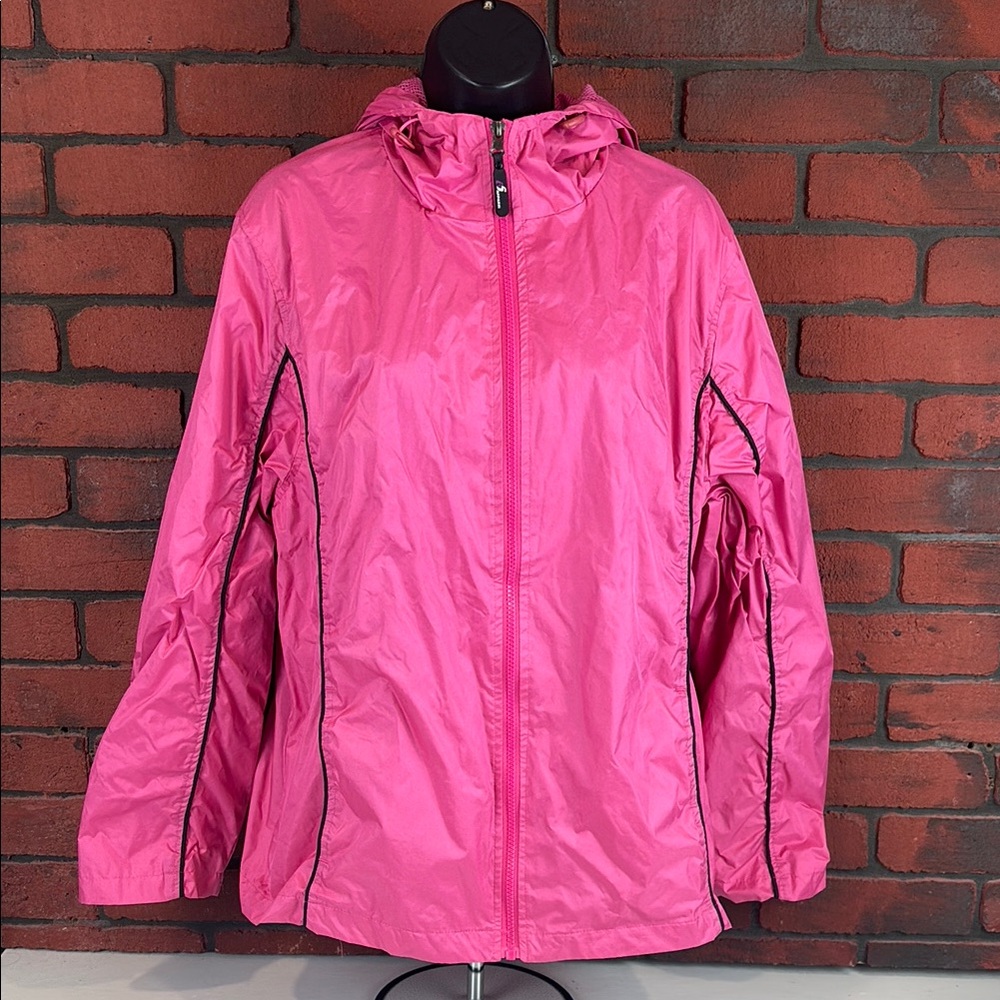 i5 Apparel Womens Extra Large Pink‎ Hooded Windbreaker Jacket – Lightweight